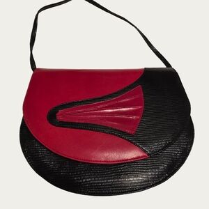 Vintage Raphael Made In Italy Textured Structured Leather Shoulder Bag EUC